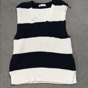 Striped Black and White Sweater Vest